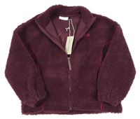 Nové - Lilková huňatá propínací mikina s nápisem Pink Soda