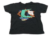 Černé tričko s krokodýlem na skatu Primark