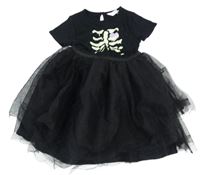 Kostým - Černé šaty s tylovou sukní - kostlivec H&M