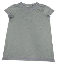 Šedé melírované sportovní funkční tričko s fialovým šitím Crane