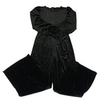 Černý sametový kalhotový overal se třpytkami George 