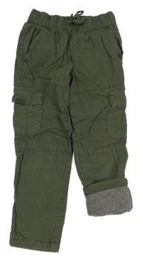 Khaki plátěné podšité cargo kalhoty George 