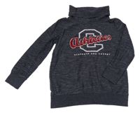 Tmavomodré melírované triko s nápisem a komínovým límcem Yigga