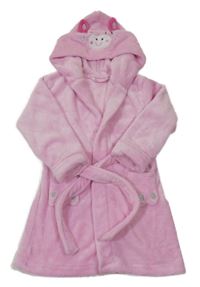 Světlerůžový chlupatý župan s kapucí - lama