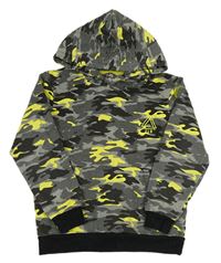 Army-černá mikina se znakem a kapsou a kapucí zn. FLUID