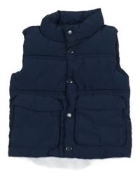 Tmavomodrá prošívaná šusťáková zateplená vesta PRIMARK