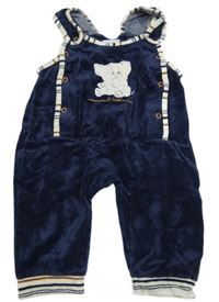 Tmavomodré sametové laclové tepláky se sloníkem Topolino