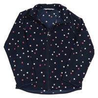 Tmavomodrá puntíkatá fleecová propínací mikina H&M