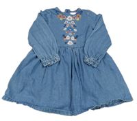 Modré riflové šaty s květy M&S