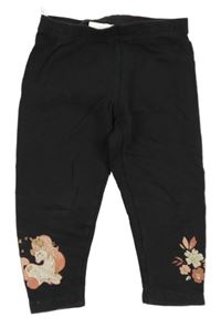 Černošedé teplákové legíny s jednorožcem a květy C&A