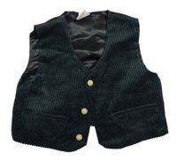 Tmavopetrolejovo-černá manšestrovo/saténová slavnostní vesta Adams