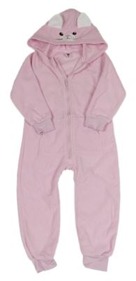Světlerůžová fleecová kombinéza s kapucí - kočička cool&young