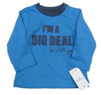 Nové - modro-tmavomodré triko s nápisy Nutmeg