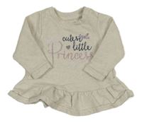 Světlebéžová melírovaná mikina s nápisy a korunkou a volánkem Nutmeg