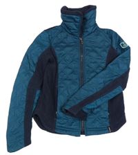 Tmavopetrolejovo/tmavomodrá prošívaná funkční jezdecká lehce zateplená bundomikina FOuganza