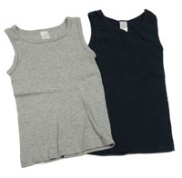 2x - Nátělník - Šedý melírovaný, tmavomodrý C&A