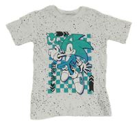 Bílo-černé skvrnité tričko se Sonicem 