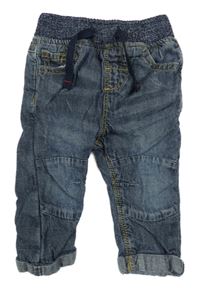 Tmavomodré podšité rifle s úpletovým pasem early days