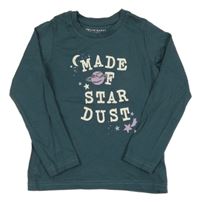 Petrolejovošedé triko s nápisy a planetou PRIMARK