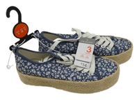 Nové - tmavomodro-světlebéžové espadrilky s kytičkami PRIMARK vel. 36