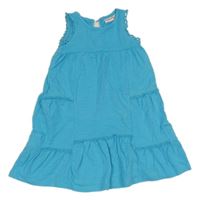 Azurové melírované cargo šaty s krajkovými volánky Liegelind