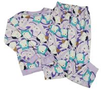 Světlefialovo/růžové plyšové pyžamo s SQUISHMALLOWS Tu