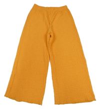 Oranžové strukturované culottes kalhoty Zara 