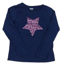 Tmavomodré triko s hvězdičkou s leopardím vzorem M&S