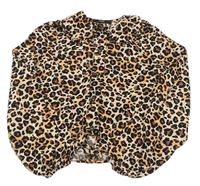 Béžovo-černá crop halenka s límečkem a leopardím vzorem George