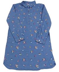 Modré květované košilové šaty riflového vzhledu H&M
