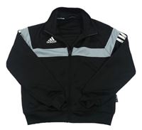 Černo-šedá sportovní propínací mikina s logem Adidas