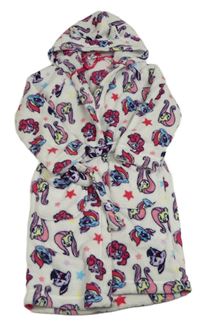 Bílý chlupatý župan s My Little Pony a kapucí