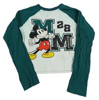 Mátovo-zelené crop triko s Mickeym Disney