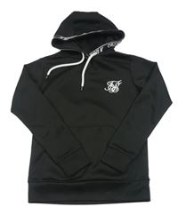 Černá sportovní mikina s výšivkou a kapucí Siksilk