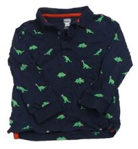 Tmavomodré polo triko s dinosaury F&F