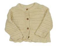 Krémový perforovaný propínací svetr F&F