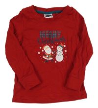 Červené triko se sněhulákem a Santou Lily & Dan