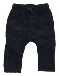 Tmavomodré manšestrové podšité kalhoty H&M