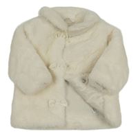 Smetanová kožešinová zateplená bunda s mašlemi George