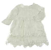 Bílé síťované šaty s krajkovými květy