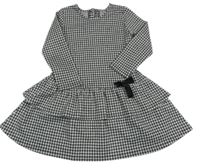 Černo-šedé kostkované šaty s mašlí Matalan