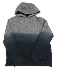 Tmavošedo-černá melírovaná ombré mikina s kapucí Next