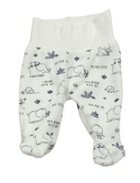 Bílé sametové polodupky se slony a pandami C&A