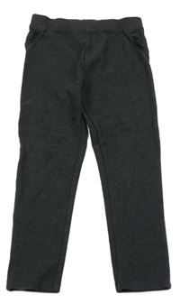 Tmavošedé melírované tregíny s volánky Next