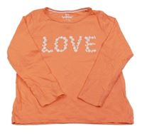 Korálové triko s nápisem z květin Lupilu