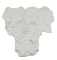 3set - Bílé body se slonem + bílé zavinovací + bílé triko