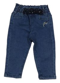 Tmavomodré teplákové rifle s výšivkou Orchestra