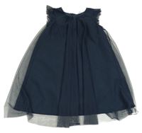 Tmavomodré třpytivé tylové šaty H&M