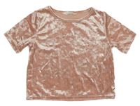 Růžové sametové tričko H&M