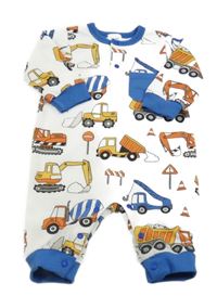 Bílý teplákový overal se stavebními stroji